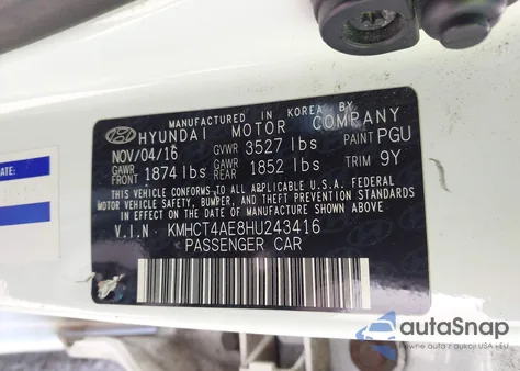 2017 Hyundai Accent Se z USA, uszkodzony, nr VIN KMHCT4AE8HU243416